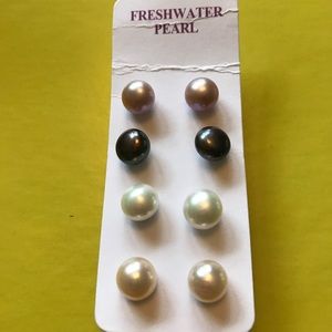 4 pair of freshwater button pearls